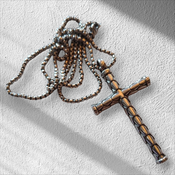 Elegant Bronze Cross Necklace - Picture 2 of 5